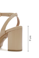 Women's Beige Ankle Strap Heeled Sandals | Derimod