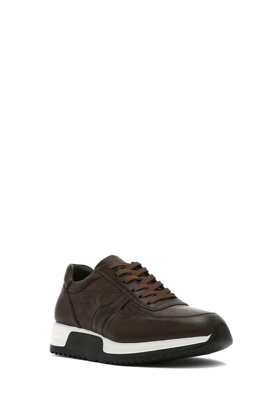 Erkek Kahverengi Bağcıklı Deri Sneaker