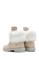 Caterpillar Women's Beige Utah Fur Nubuck Leather Lace Up Boots | Derimod