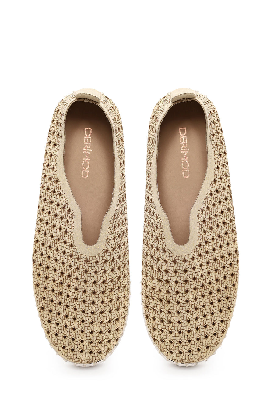 Woman Gold Lace-Up Chunky Sole Glitter Fabric Casual Shoes
