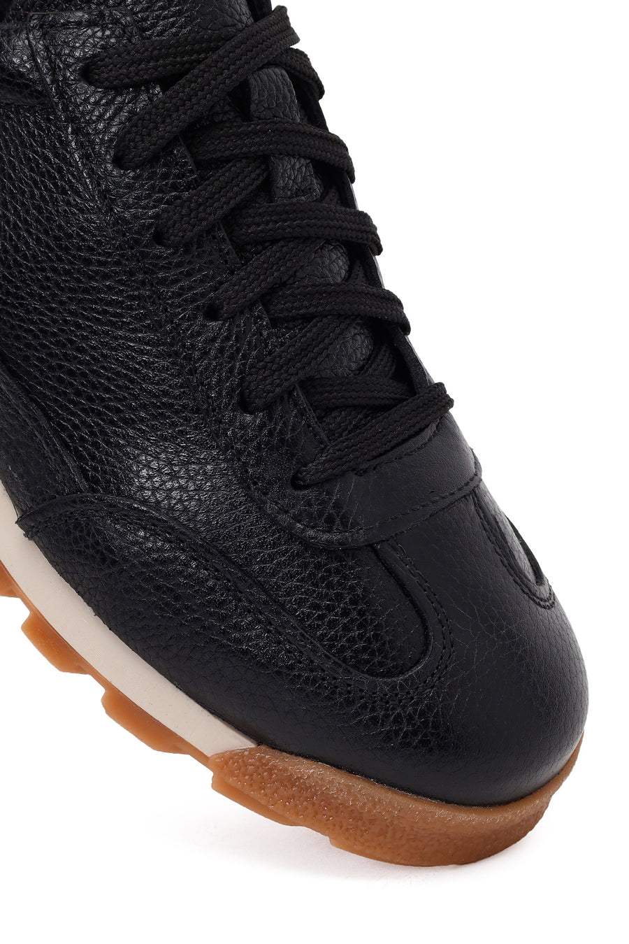 Erkek Siyah Bağcıklı Deri Sneaker