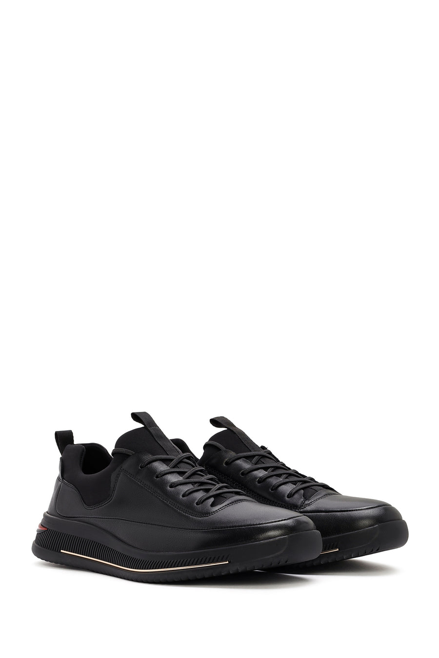 Men's Black Lace-up Leather Sneaker