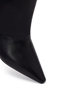 Woman Black Heeled Leather Boots | Derimod