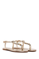 Women's Gold Stone Flip-Flop Sandals | Derimod