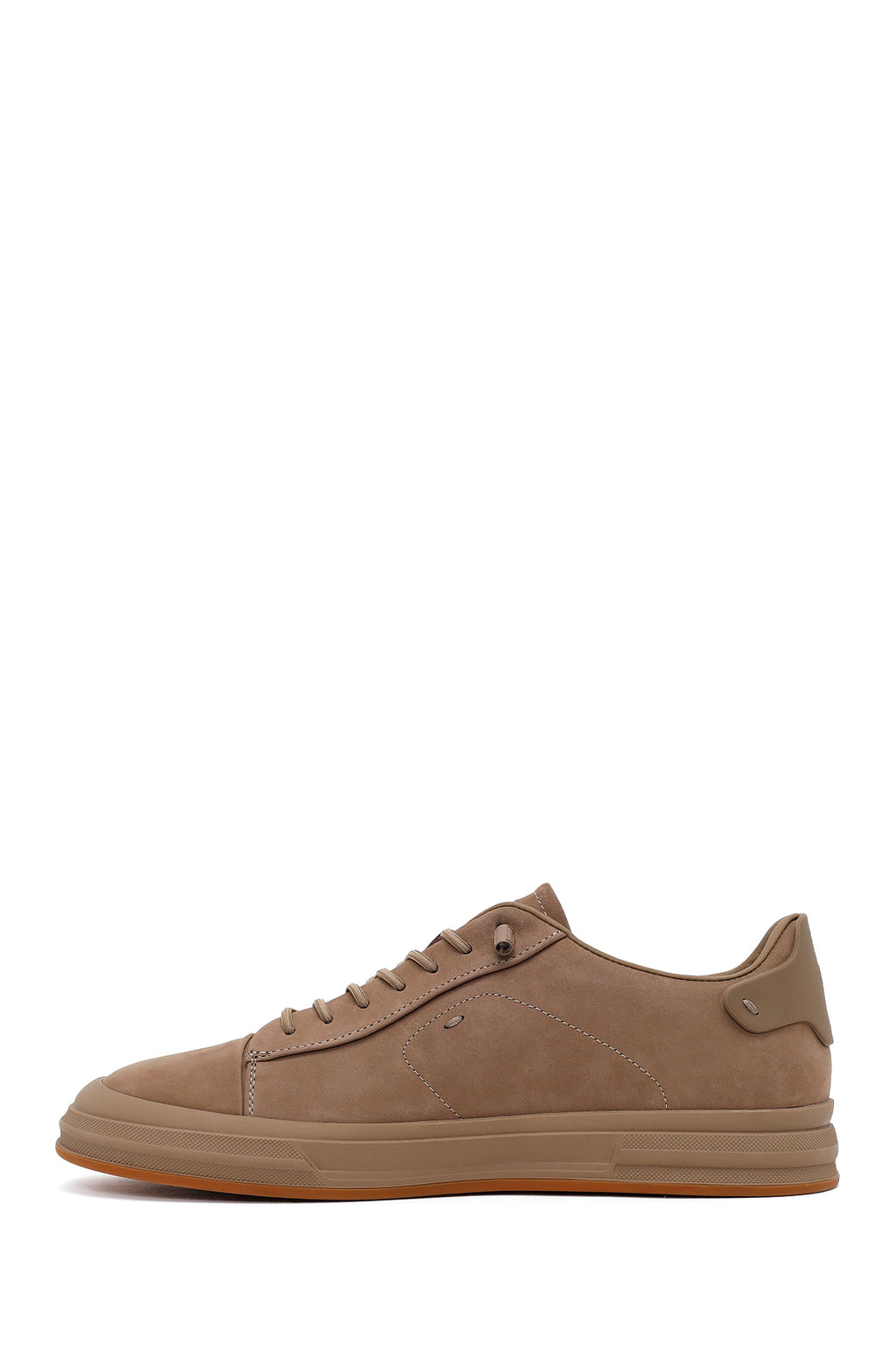 Erkek Vizon Bağcıklı Nubuk Deri Sneaker