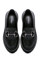 Women's Black Buckle Thick Soled Masculine Loafer | Derimod