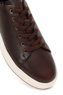 Erkek Kahverengi Bağcıklı Deri Sneaker | Derimod