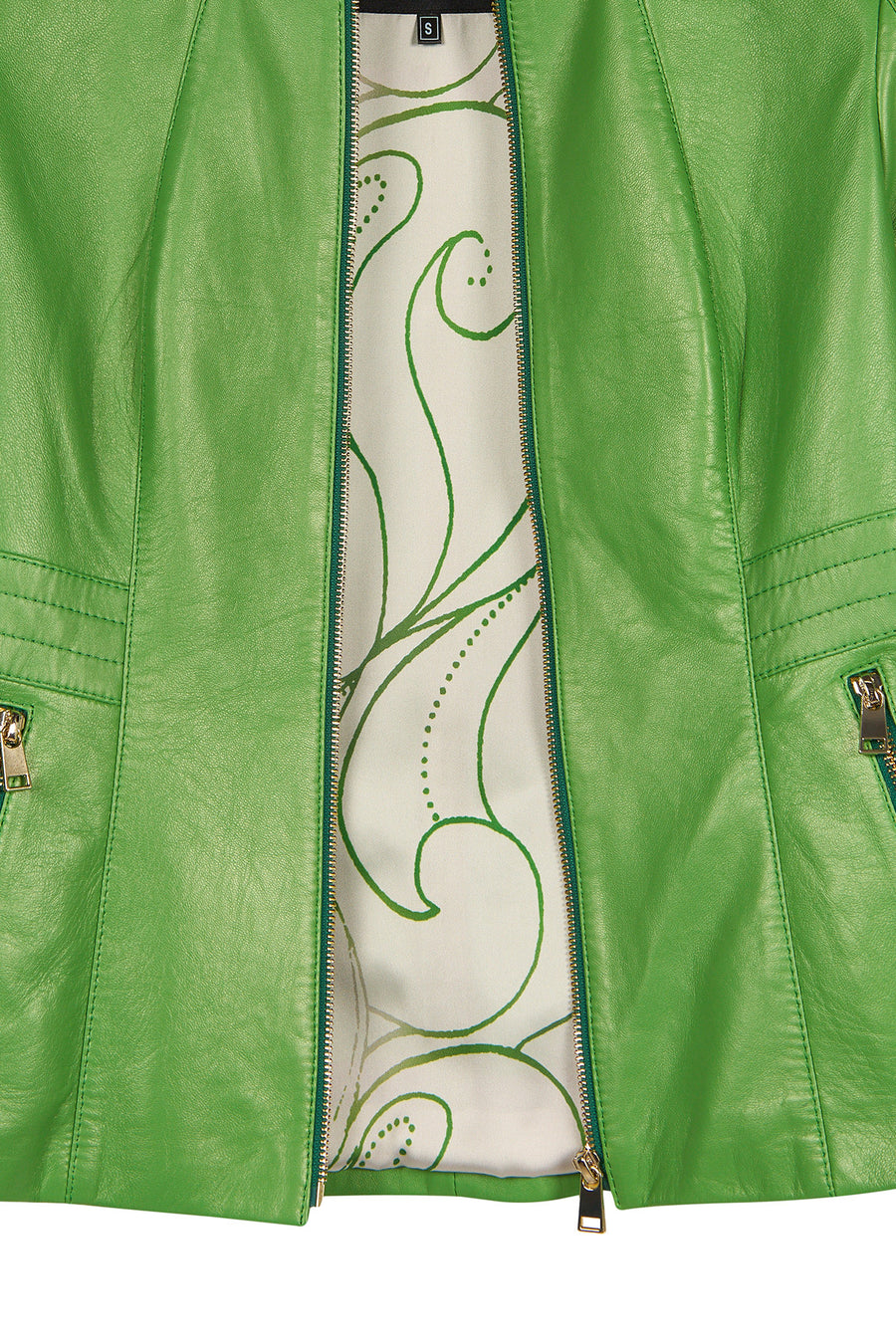 Lydia Woman Green Short Leather Jacket
