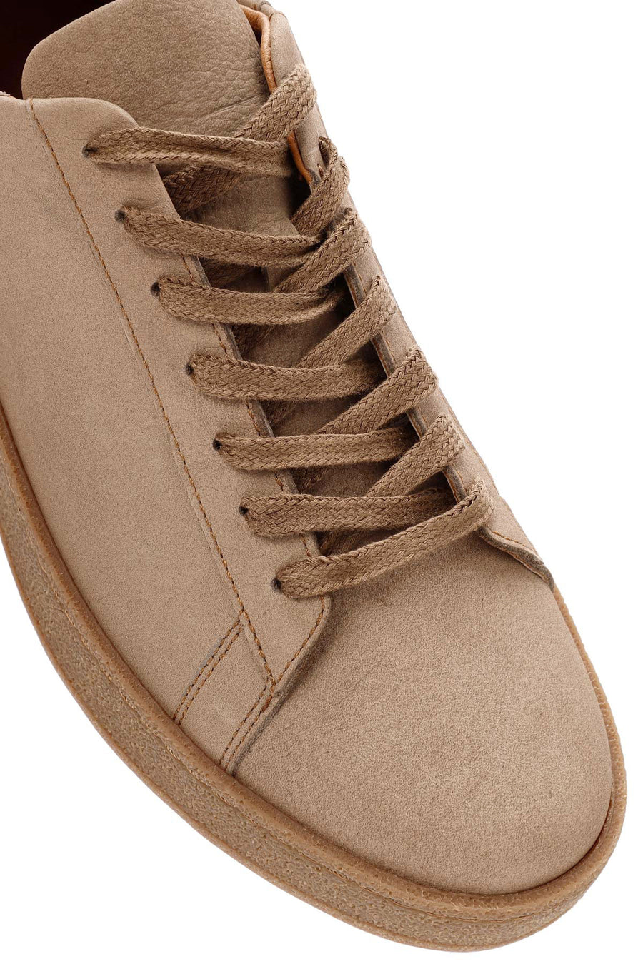 Erkek Bej Bağcıklı Süet Deri Sneaker