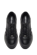 Erkek Siyah Bağcıklı Deri Sneaker | Derimod