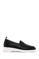 Women's Black Leather Comfort Loafer | Derimod