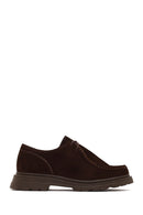 Woman Brown Lace-up Suede Masculine Shoes | Derimod