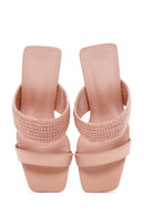 Women's Pink Transparent Heeled Slippers | Derimod