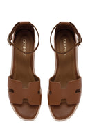 Women's Brown Ankle Buckle Thick Soled Leather Sandals | Derimod