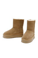 Women's Camel Fur Detailed Thick-Soled Suede Leather Boots | Derimod