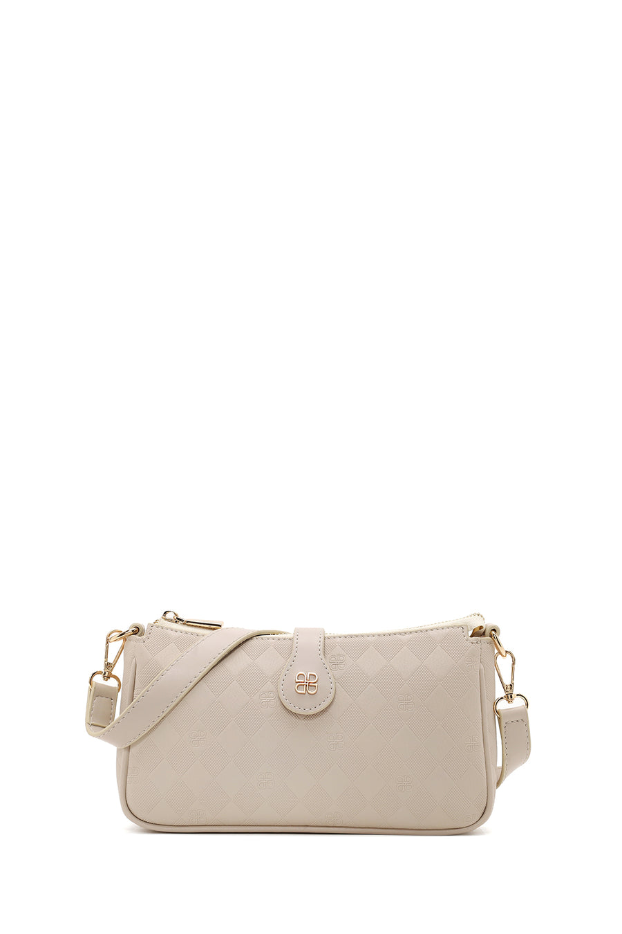 Woman Cream Printed Mini Shoulder Bag