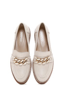 Women's Beige Leather Loafer | Derimod