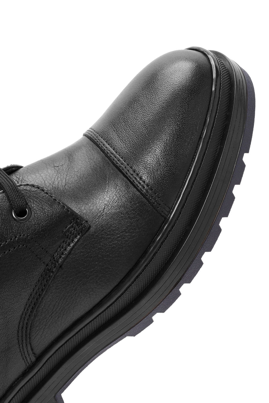 Men's Black Zippered Leather Combat Boots