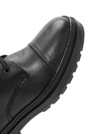 Men's Black Zippered Leather Combat Boots | Derimod