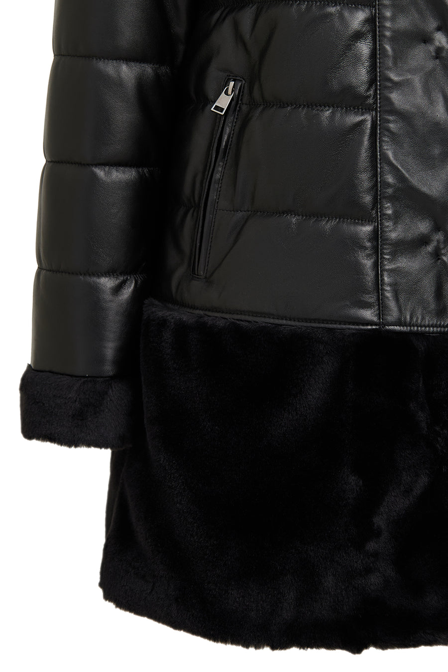 Avoriaz Women's Black Teddy Leather Coat