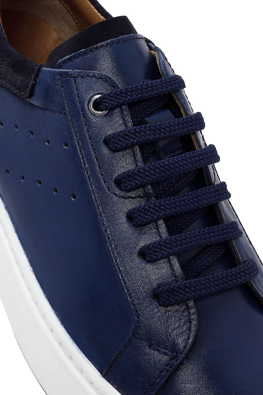 Men's Navy Blue Lace-Up Leather Sneaker