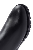 Women's Black Zippered Buckle Detailed Leather Boots | Derimod