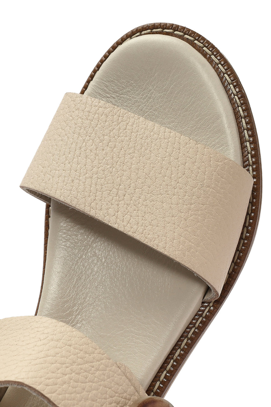 Women's Cream Buckled Leather Sandals