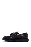 Men's Black Leather Tassel Loafer | Derimod