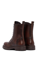 Woman Brown Zippered Leather Postal Boots | Derimod