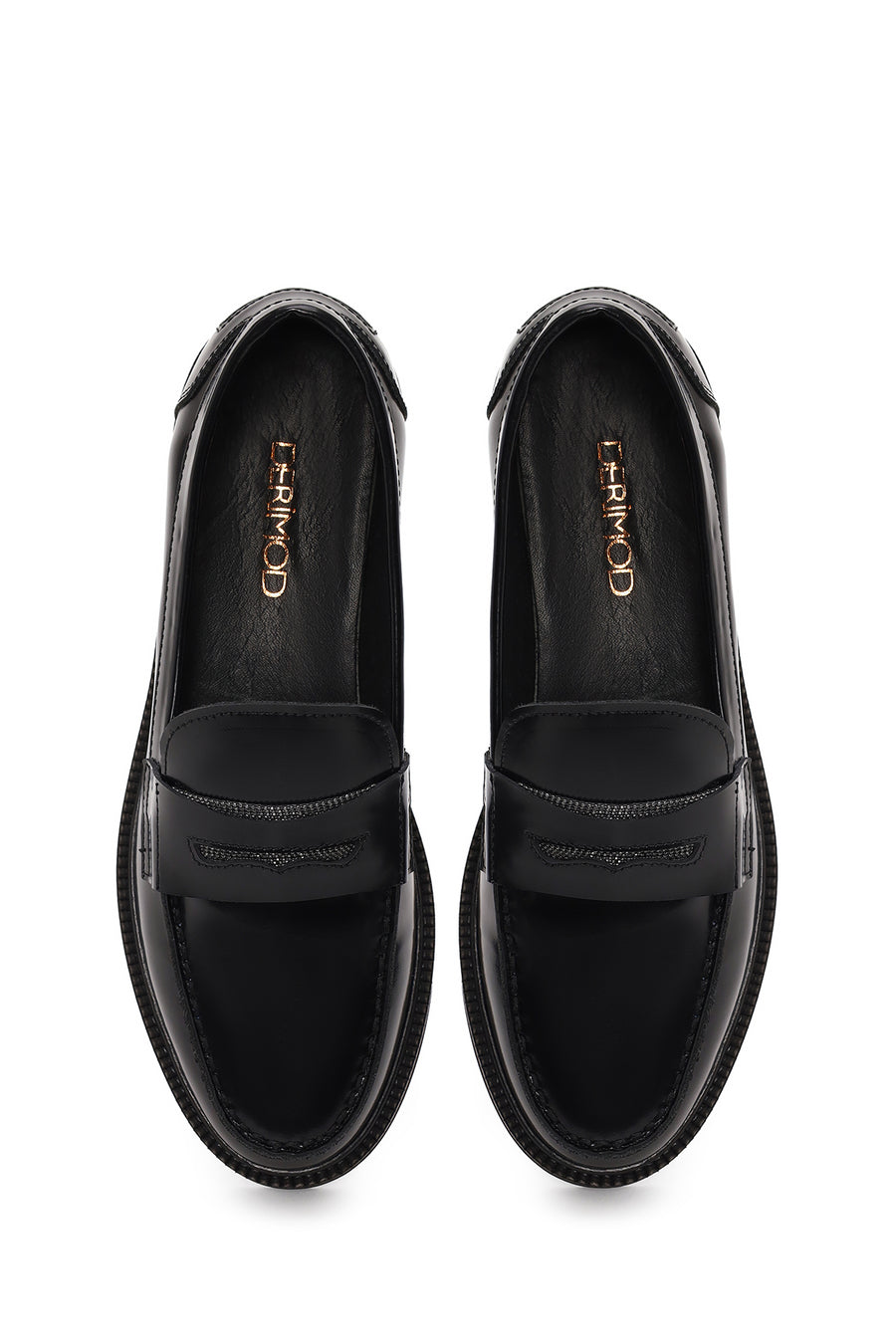 Kadın Siyah Deri Maskülen Loafer