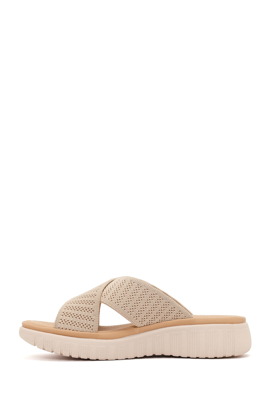 Women's Beige Thick-Soled Fabric Comfort Slippers