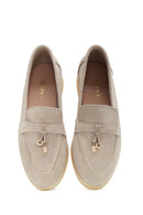 Women's Beige Suede Leather Loafer | Derimod