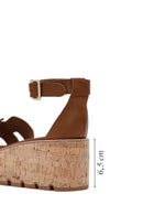 Women's Brown Ankle Buckle Thick Soled Leather Sandals | Derimod