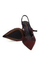 Woman Burgundy Slingback Stiletto Suede Shoes | Derimod