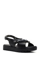 Women's Black Ankle Strap Leather Sandals | Derimod