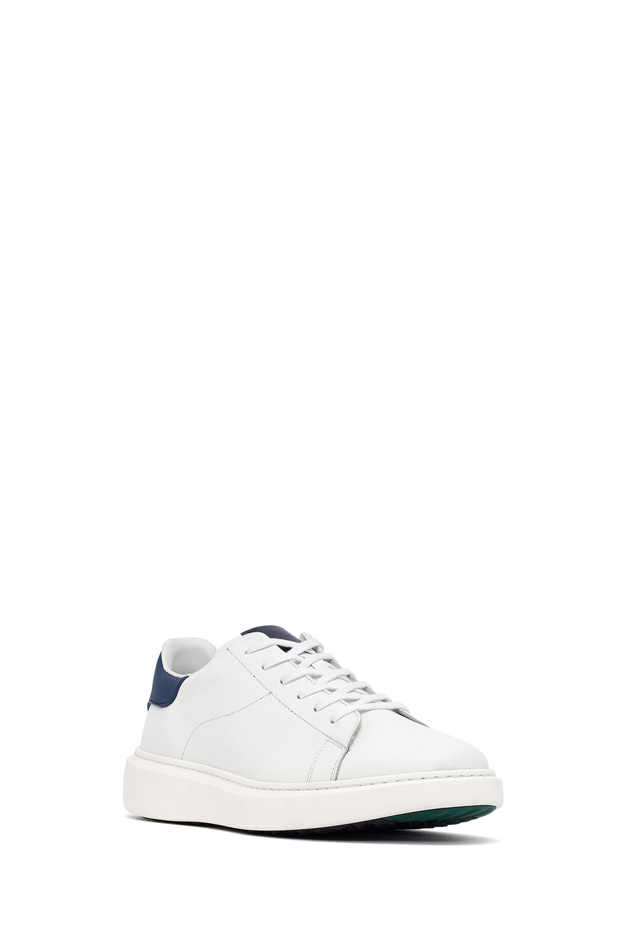 Erkek Beyaz Bağcıklı Kalın Tabanlı Deri Sneaker
