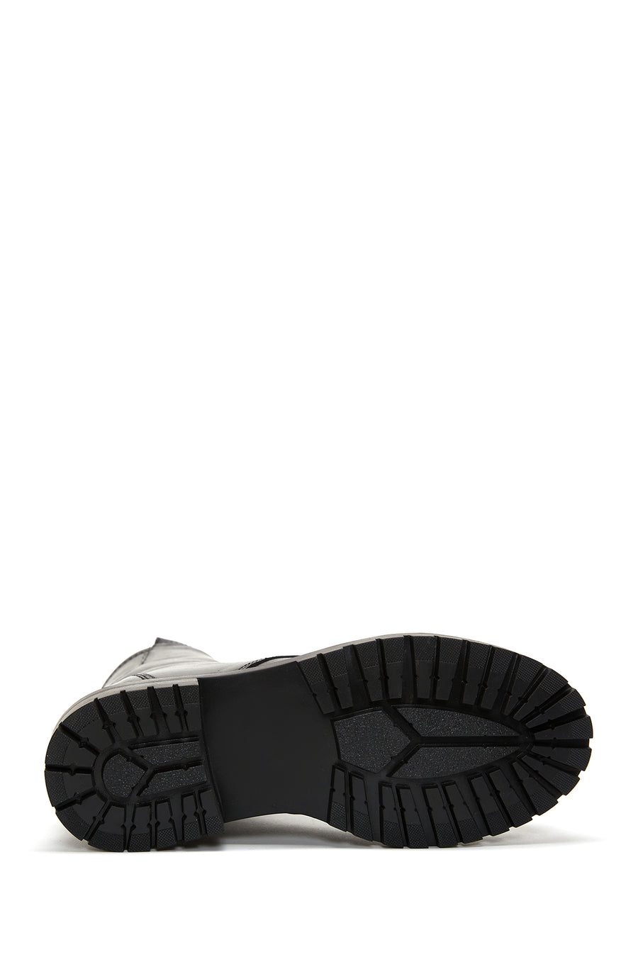 Women's Black Lace-Up Zippered Leather Combat Boots