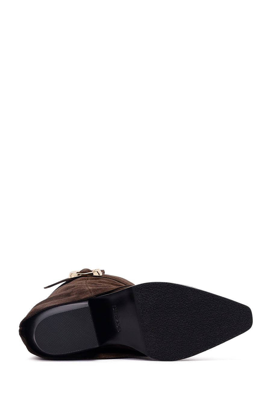 Woman Brown Chunky Heeled Suede Boots