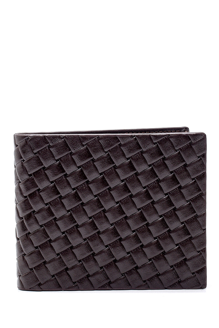 Men's Brown Leather Knitted Pattern Wallet 000A2D309529 | Derimod