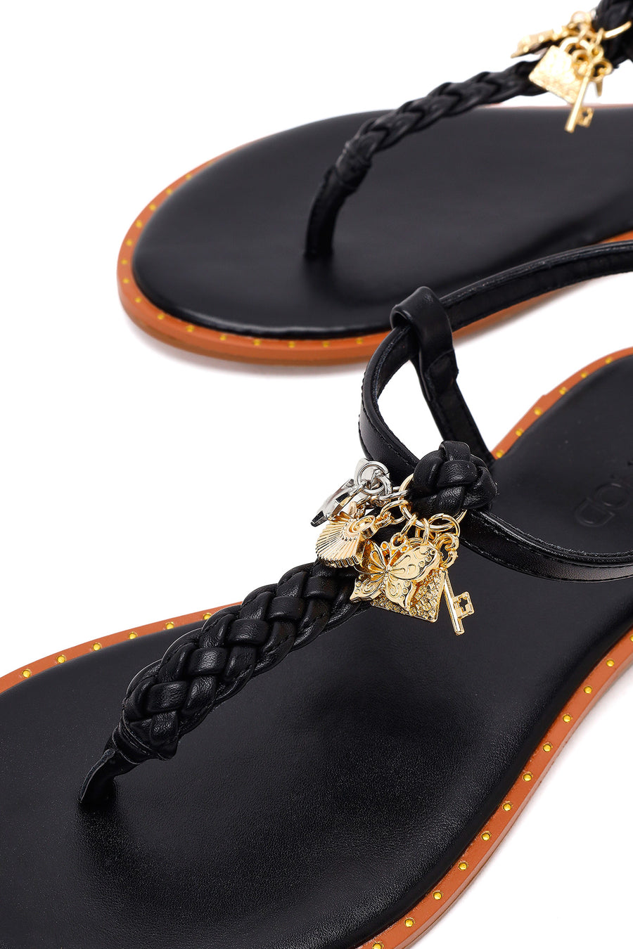 Woman Black Accessory-Embellished Toe-Post Sandals