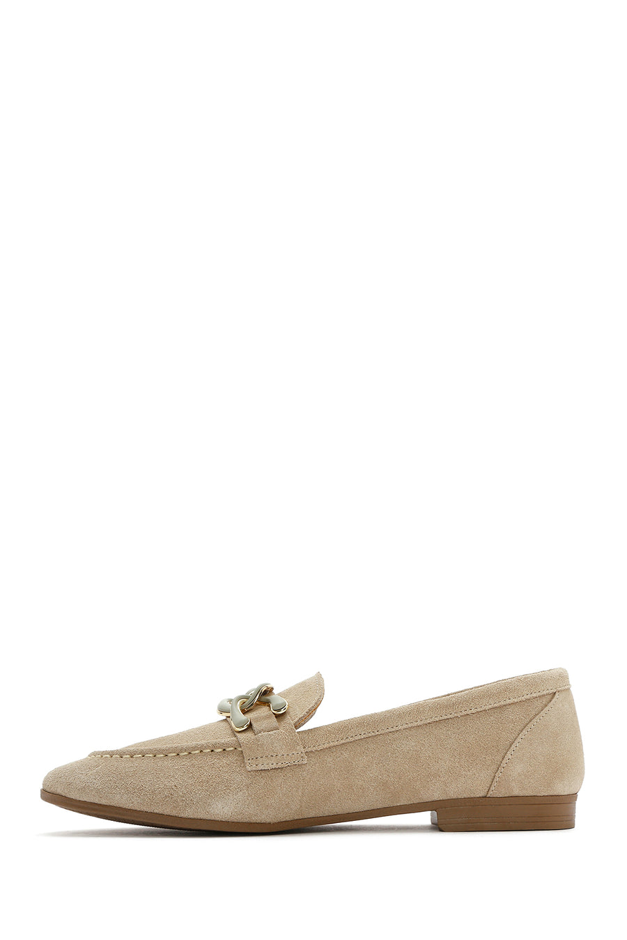 Women's Beige Suede Leather Masculine Loafer