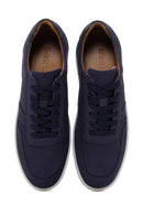 Men's Navy Blue Nubuck Leather Sneaker | Derimod