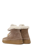 Woman Mink Lace-Up Thick-Soled Suede Teddy Boots | Derimod