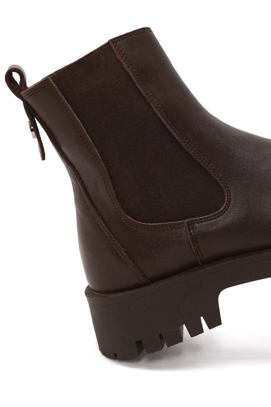 Woman Brown Thick-Soled Leather Chelsea Boots