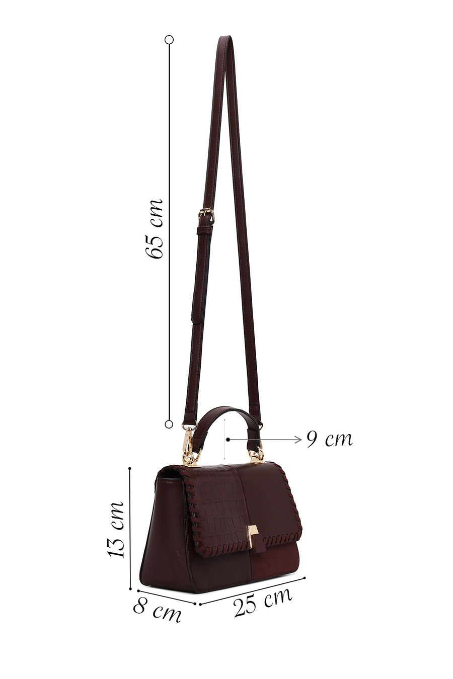 Woman Burgundy Long-Strap Shoulder Bag