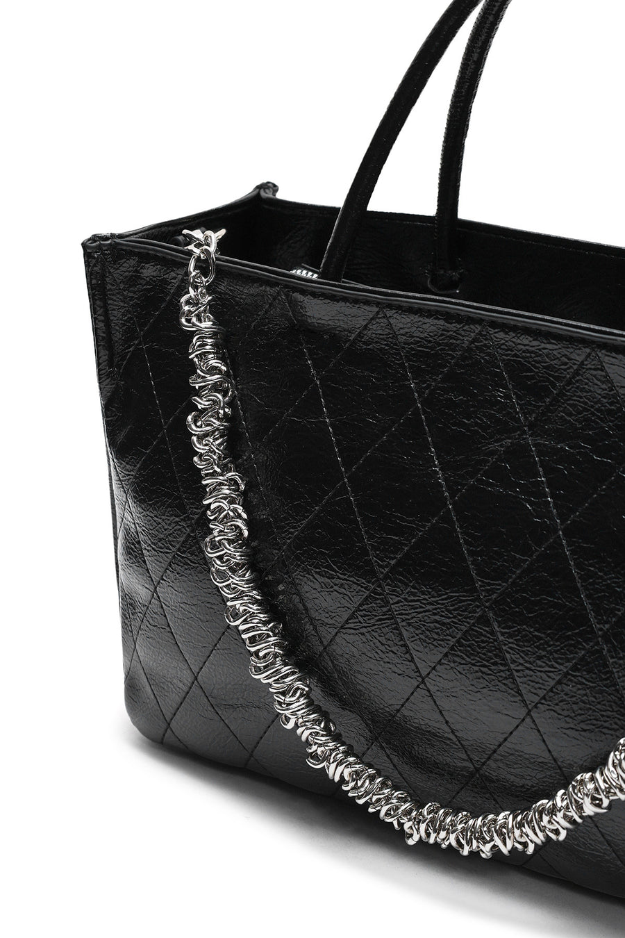 Women's Black Chain Strap Printed Handbag