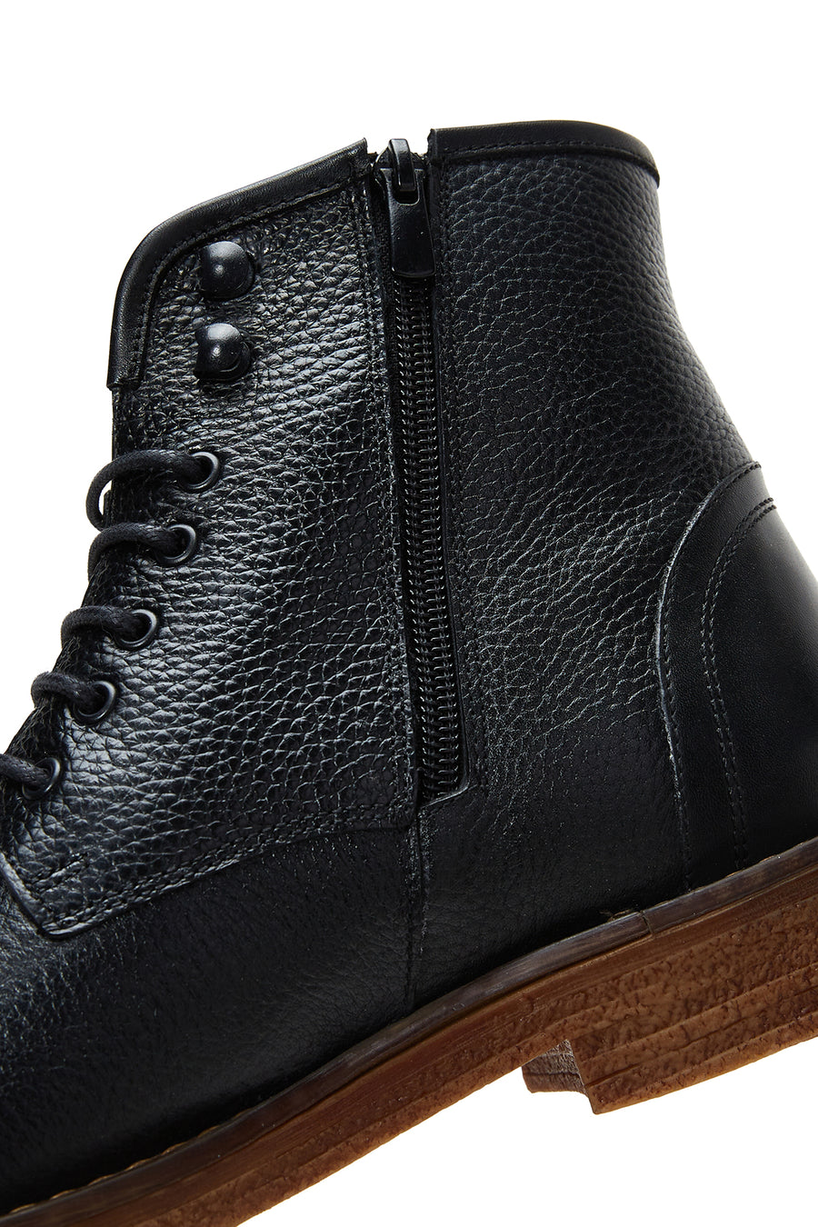 Men's Black Leather Zippered Casual Boots