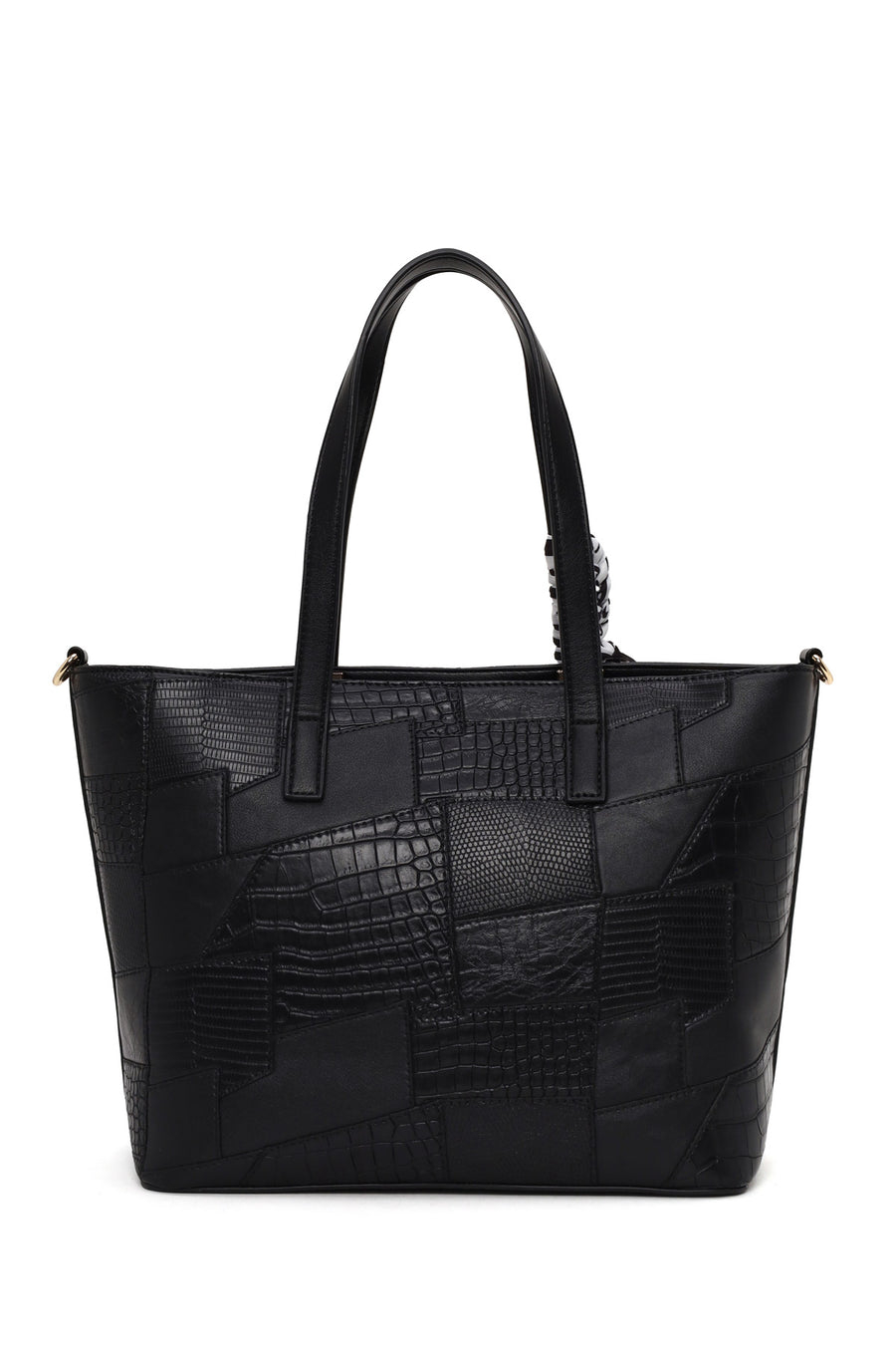 Woman Black Long Strap Printed Shoulder Bag