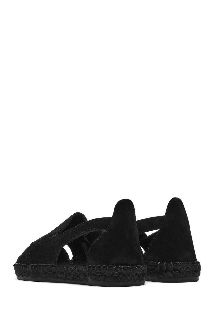 Woman Black Suede Leather Espadrille Sandals