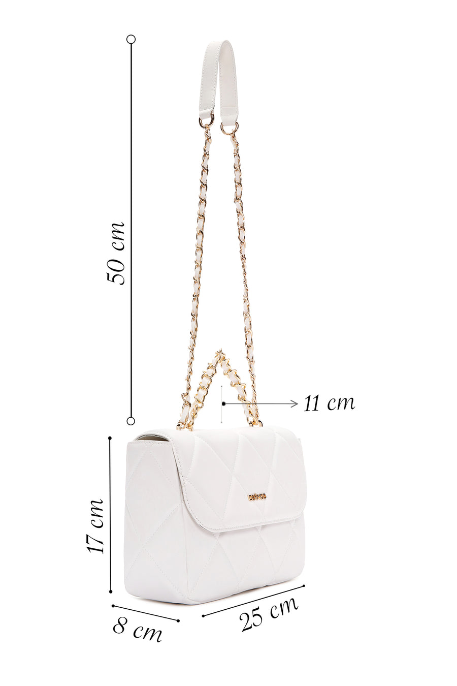 Women's White Long Strap Quilted Shoulder Bag